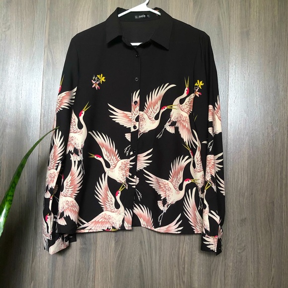 SHEIN Tops - Pink Heron Blouse